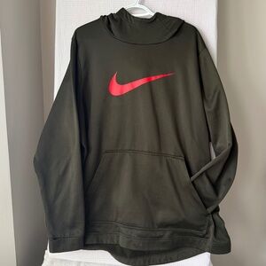 Nike Swoosh Hoodie Sweatshirt Black & RedDri Fit Poly Mens XXL Streetcore